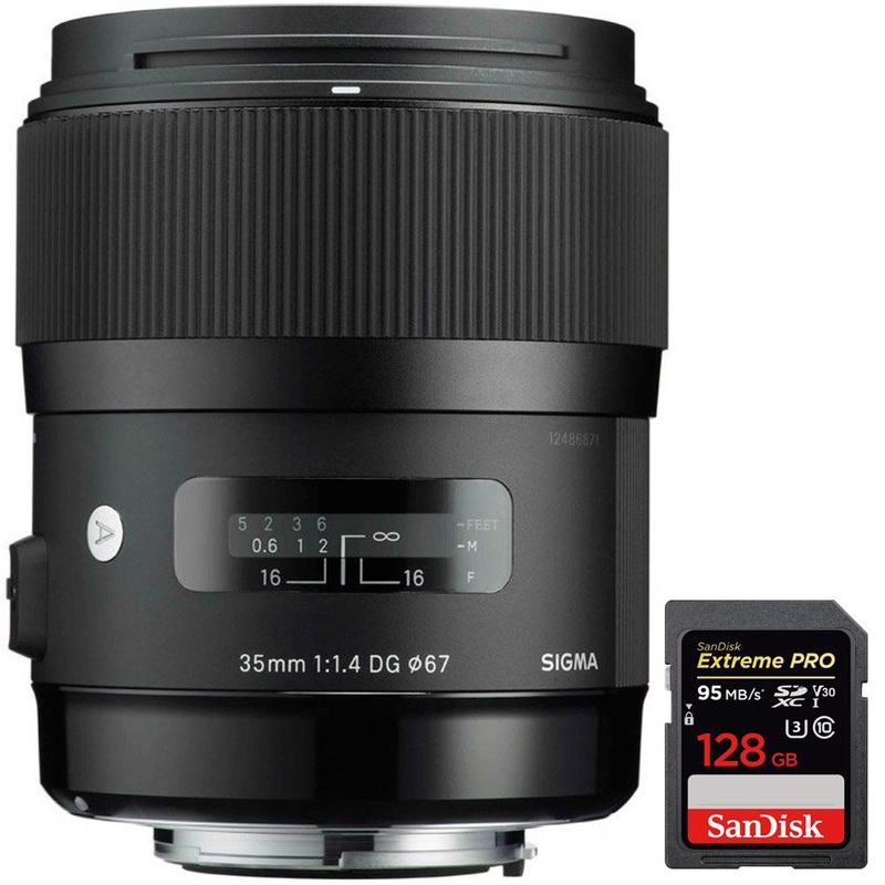 Sigma ART Wide-angle lens - 35 mm - F/1.4 DG HSM- Canon with 128GB Memory Card