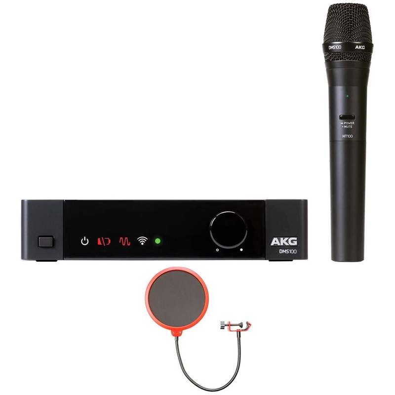 AKG Pro Audio DMS100 Digital Wireless Microphone System, Vocal Set w/ Pop Filter Kit