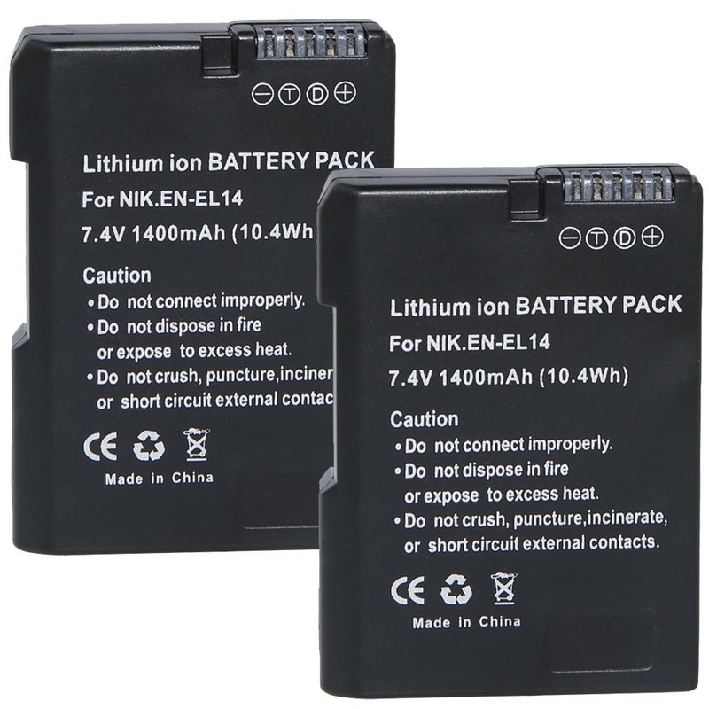 General Brand EN-EL14A Rechargeable Li-ion Battery for P7000,P7100,D3300,D5300 - (2-Pack)