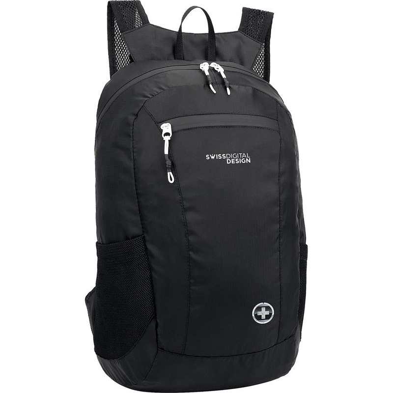Swissdigital SD1595-01 Seagull Lightweight Water Resistant Foldable Backpack, Black