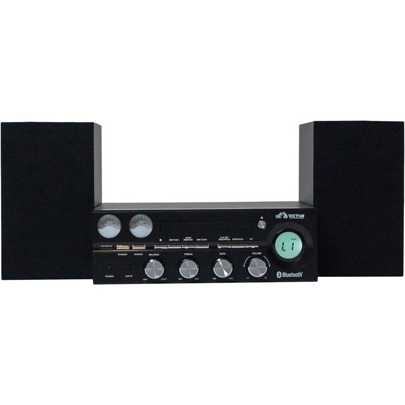 Victor 50-Watt Desktop CD Stereo System with Bluetooth in Black