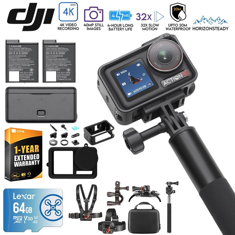 DJI CP.OS.00000378.01 Osmo Action 5 Pro Adventure Combo w/ Action Accessories Bundle