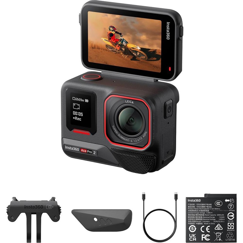 Insta360 Ace Pro 2 8K Waterproof Action Camera Dual Battery Bundle