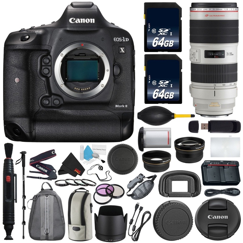 6Ave Canon EOS-1D X Mark II DSLR Camera International Version (No Warranty) Canon EF 70-200mm f/2.8L is II USM Lens + Ba