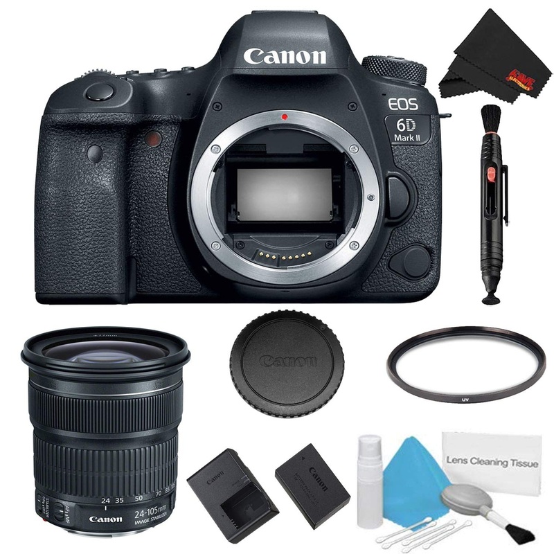 Canon EOS 6D Mark II DSLR Camera (Body Only) Basic Filter Bundle + Bonus EF 24-105mm Lens - International Model