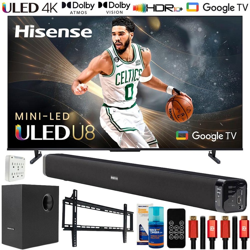 Hisense 55" U8 Series 4K Mini-LED ULED Google TV with Deco Gear Home Theater Bundle