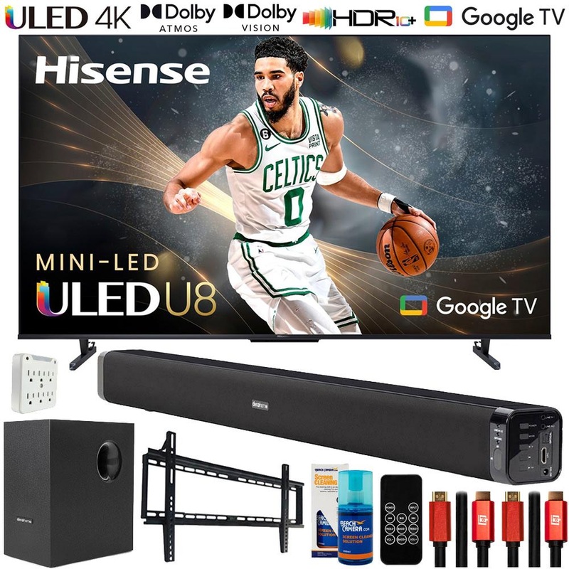 Hisense 65" U8 Series 4K Mini-LED ULED Google TV with Deco Gear Home Theater Bundle