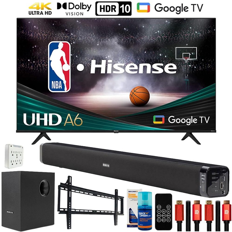 Hisense 70" A6 Series LED 4K UHD Smart Google TV with Deco Gear Home Theater Bundle