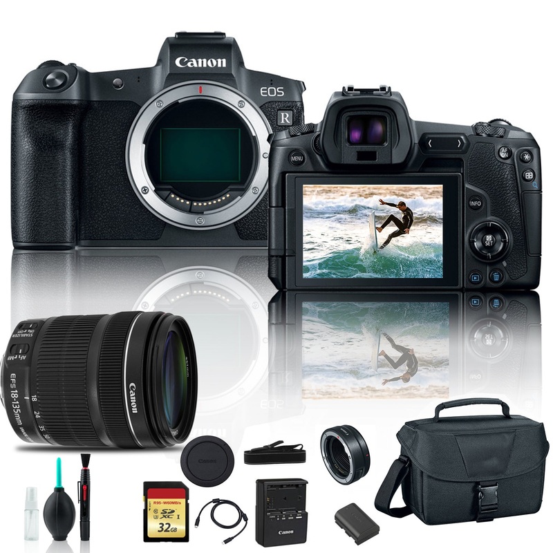Canon EOS R Mirrorless Digital Camera 3075C002 With Canon EF Mount Adapter, Canon EF-S 18-135mm Lens and More - Reconditioned