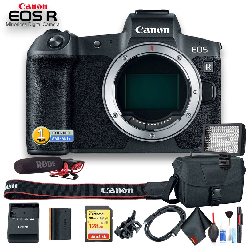 Canon EOS R Mirrorless Digital Camera International Model (3075C002) W/Bag, Extra Battery, Rode Mic, Extended Warranty Bundle - Reconditioned
