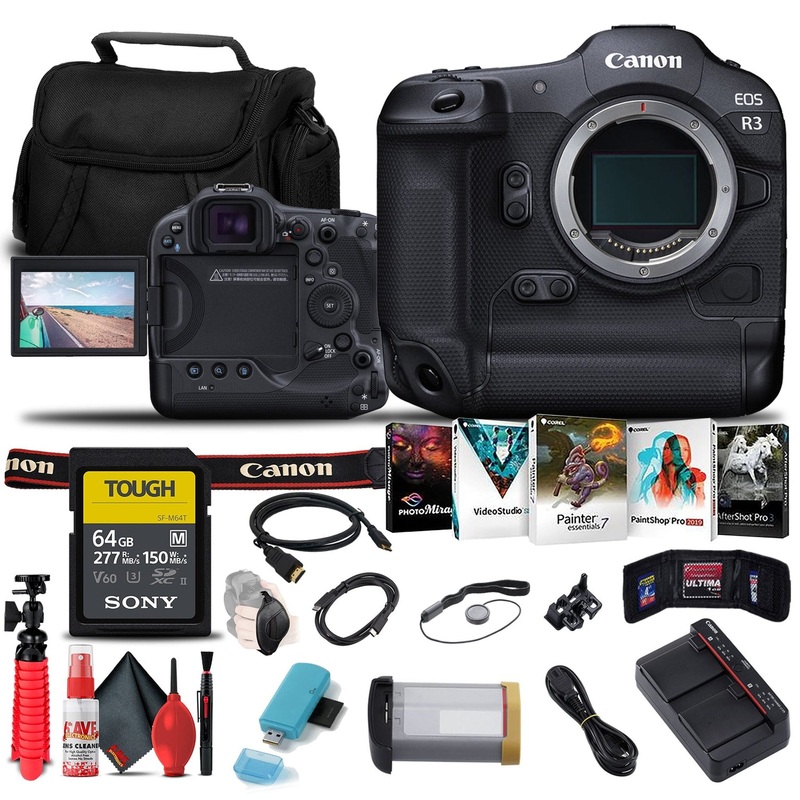 Canon EOS R3 Mirrorless Camera (4895C002) + Sony 64GB Bundle Starter Bundle