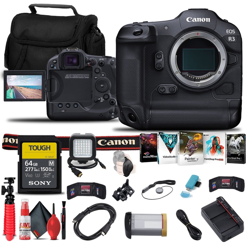 Canon EOS R3 Mirrorless Camera (4895C002) + Sony 64GB + More Bundle - Reconditioned