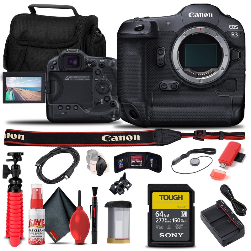 Canon EOS R3 Mirrorless Camera (4895C002) + Sony 64GB SD Card + More Bundle - Reconditioned