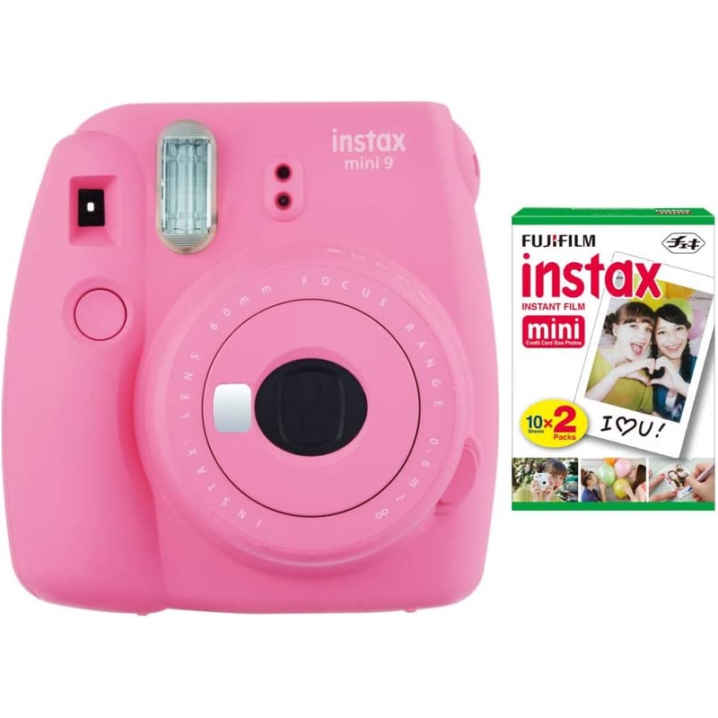 Fujifilm Instax Mini 9 Instant Camera (Flamingo Pink) with 20 Mini Films Bundle