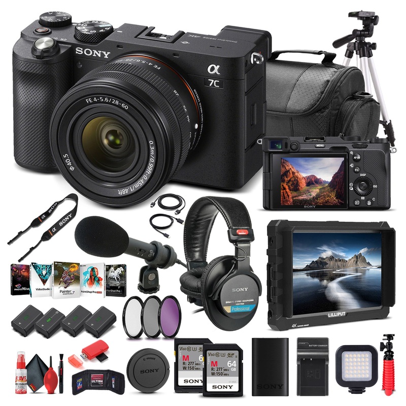 Sony Alpha a7C Mirrorless Camera W/ 28-60mm Lens Black ILCE7CL/B - Pro Bundle - Reconditioned
