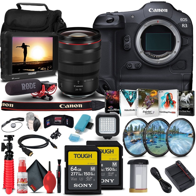 Canon EOS R3 Mirrorless Camera (4895C002) + Canon RF 24-70mm Lens + More Bundle - Reconditioned