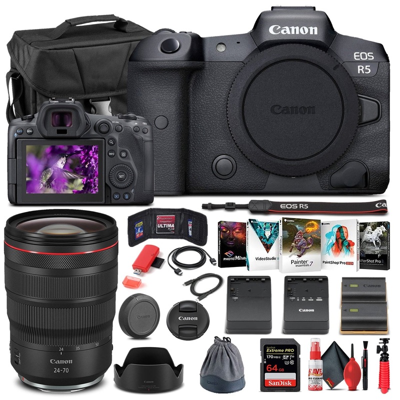 Canon EOS R5 Mirrorless Camera Body Only W/ Canon RF 24-70mm Lens - Basic Bundle - Reconditioned