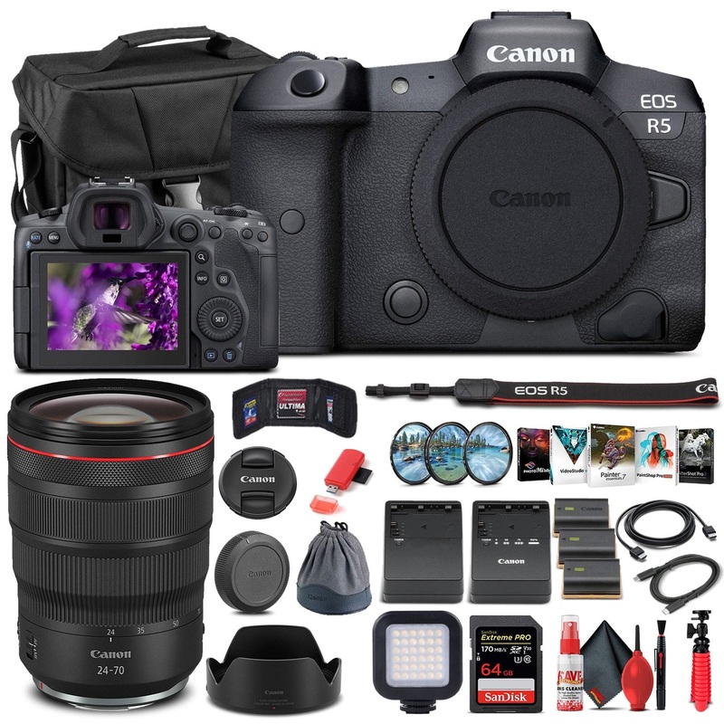 Canon EOS R5 Mirrorless Camera Body W/ Canon RF 24-70mm Lens - Advanced Bundle - Reconditioned