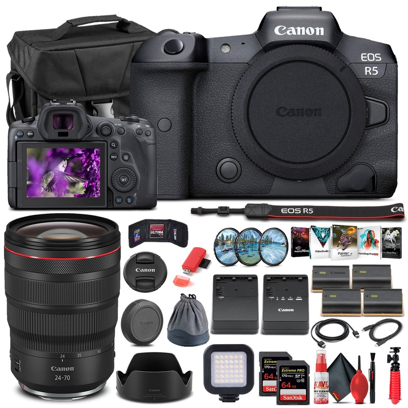 Canon EOS R5 Mirrorless Camera Body W/ Canon RF 24-70mm Lens - Pro Bundle - Reconditioned