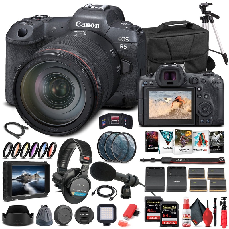 Canon EOS R5 Mirrorless Camera W/ 24-105mm f/4L Lens 4147C013 - Pro Bundle - Reconditioned