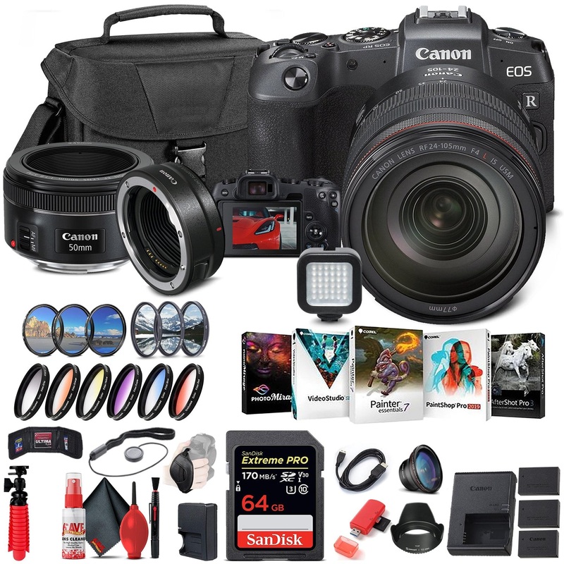 Canon EOS RP Mirrorless Camera with 24-105mm Lens (3380C012) + Canon EF + More - Reconditioned