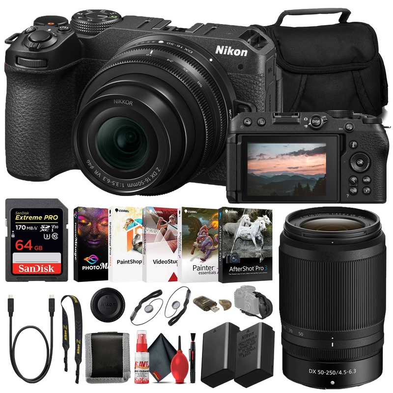 Nikon Z30 Mirrorless Camera with 16-50mm & 50-250mm Lens (1743, INTL) Bundle - Reconditioned