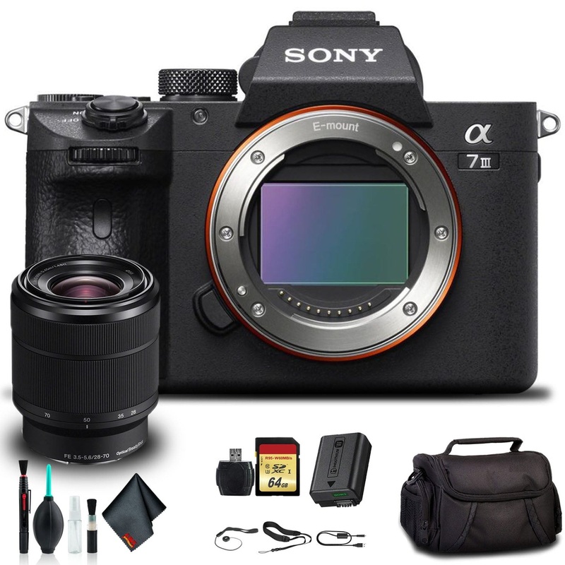 Sony Alpha a7 III Mirrorless Camera with 28-70mm Lens ILCE7M3K/B with Soft Bag, 64GB Memory Card, Card Reader, Plus Esse - Used