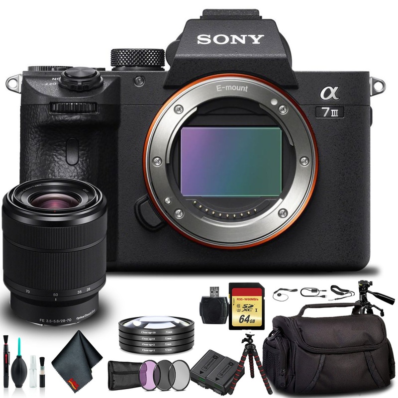 Sony Alpha a7 III Mirrorless Camera with 28-70mm Lens ILCE7M3K/B with Soft Bag, Tripod, Additional Battery, 64GB Memory - Used