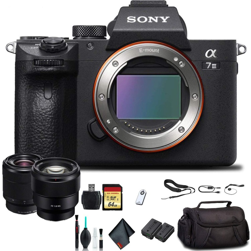 Sony Alpha a7 III Mirrorless Camera with 28-70mm Lens ILCE7M3K/B with Sony FE 85mm Lens, Soft Bag, Additional Battery, 6 - Used