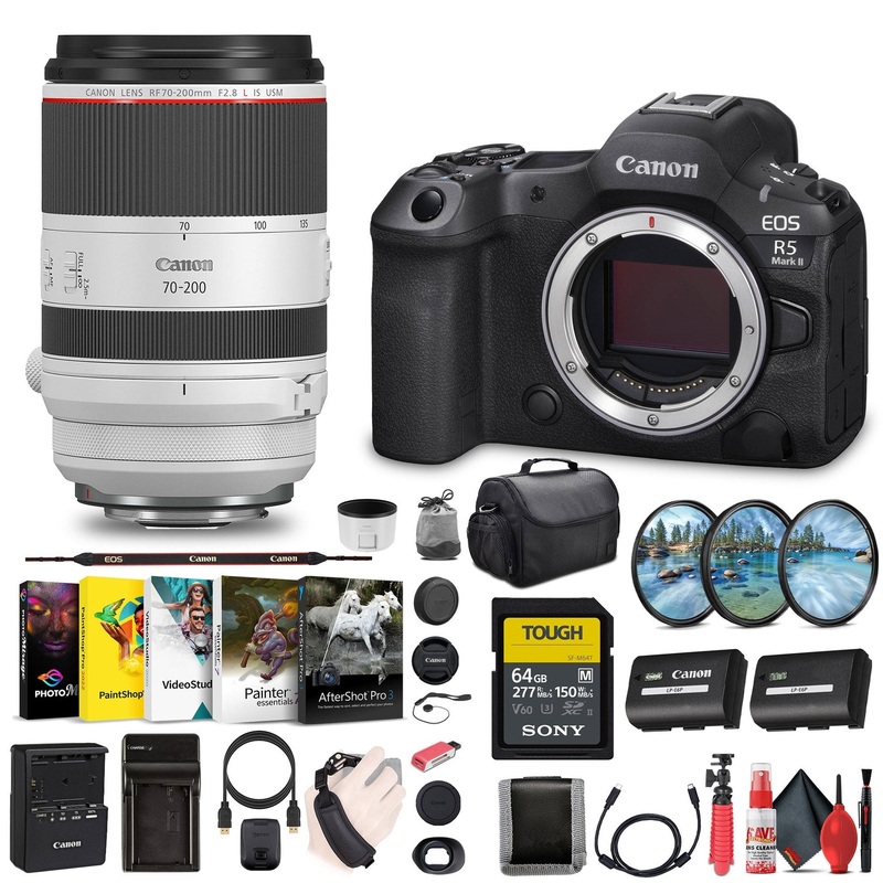 Canon - EOS R5 Mark II Mirrorless Camera, 45MP, Full-Frame Hybrid Camera, 8K Video Bundle - Reconditioned