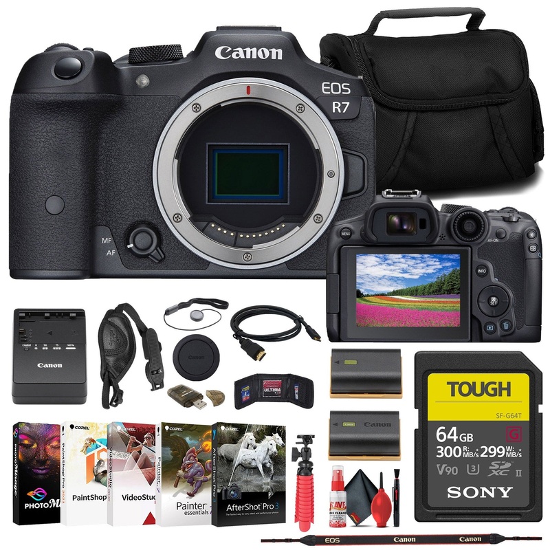 Canon EOS R7 Mirrorless Camera + 64GB TOUGH SD Card + Bag + More - Reconditioned