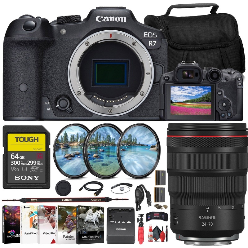 Canon EOS R7 Mirrorless Camera + Canon 24-70mm Lens + 64GB Card + Bag + More - Reconditioned