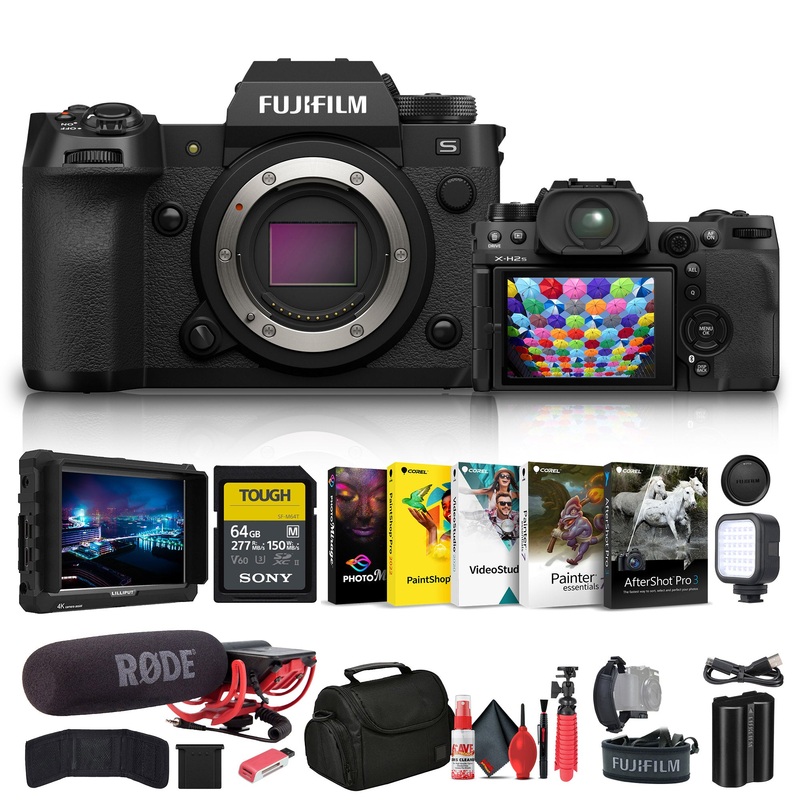 Fujifilm - X-H2S Mirrorless Camera (16756924) + 4K Monitor + Rode Mic + More