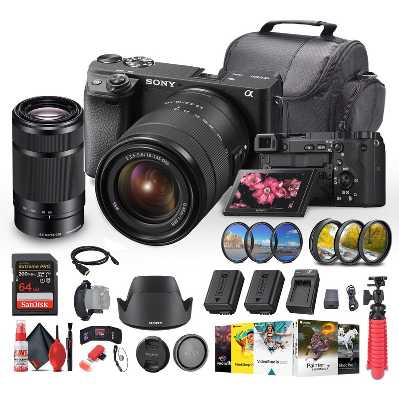 Sony a6400 Mirrorless Camera with 18-135mm Lens with Real-Time Eye Auto Focus - Bundle - Reconditioned