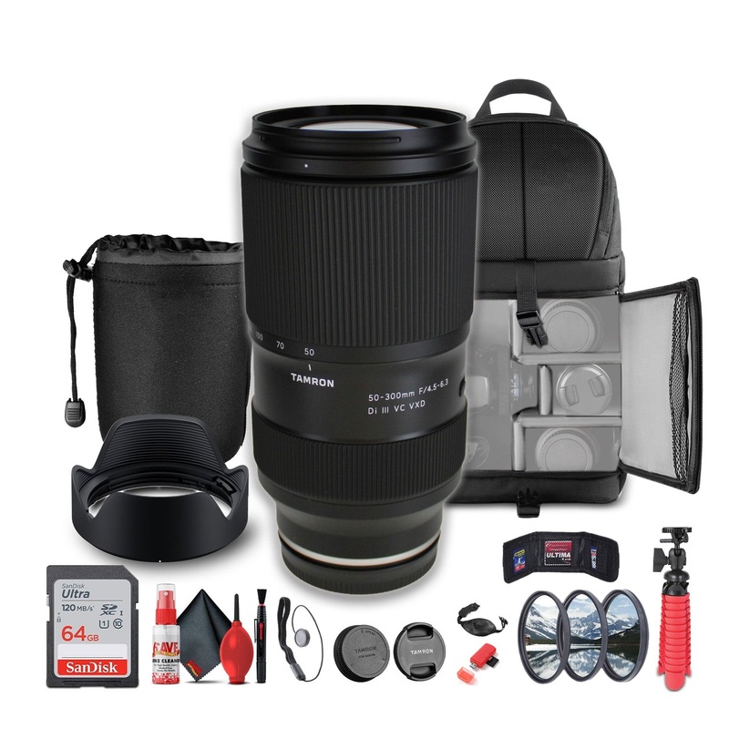 Tamron 50-300mm f/4.5-6.3 Di III VC VXD Lens For (Sony E) Mirrorless Cameras - Bundle
