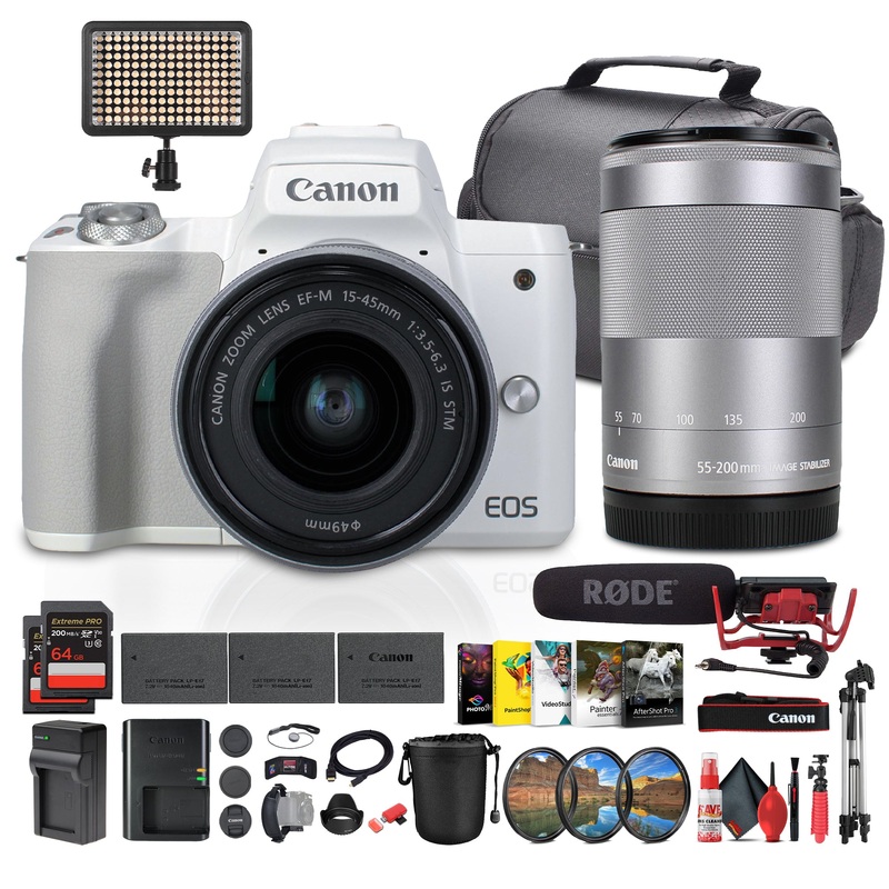 Canon EOS Kiss M2 / M50 M2 Mirrorless Camera w/ 15-45mm & 55-200mm Bundle