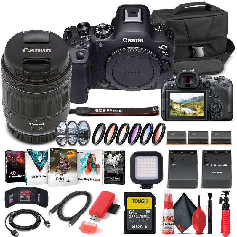 Canon EOS R6 Mark II Mirrorless Camera with 24-105mm f/4-7.1 Lens 5666C018 - Advanced Bundle - Reconditioned
