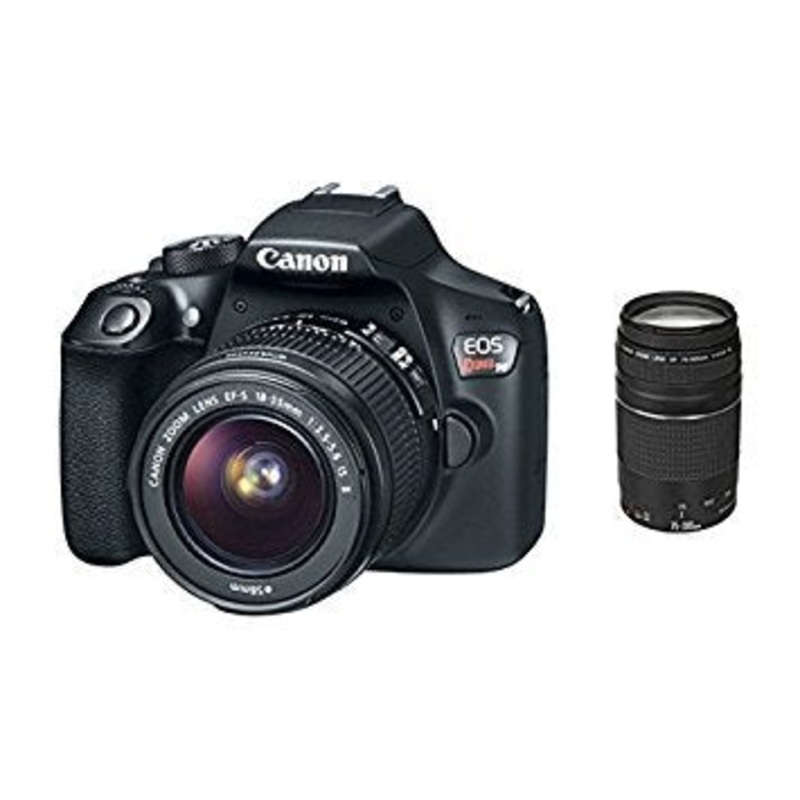 Canon EOS Rebel T6 Digital SLR Camera 18-55mm and 75-300mm Dual Lens Bundle - Used