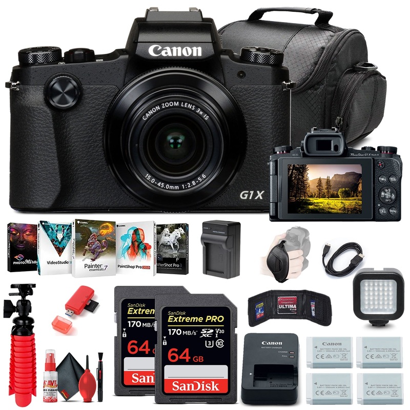 Canon PowerShot G1 X Mark III Digital Camera (2208C001) + 2 x 64GB Cards + More - Reconditioned