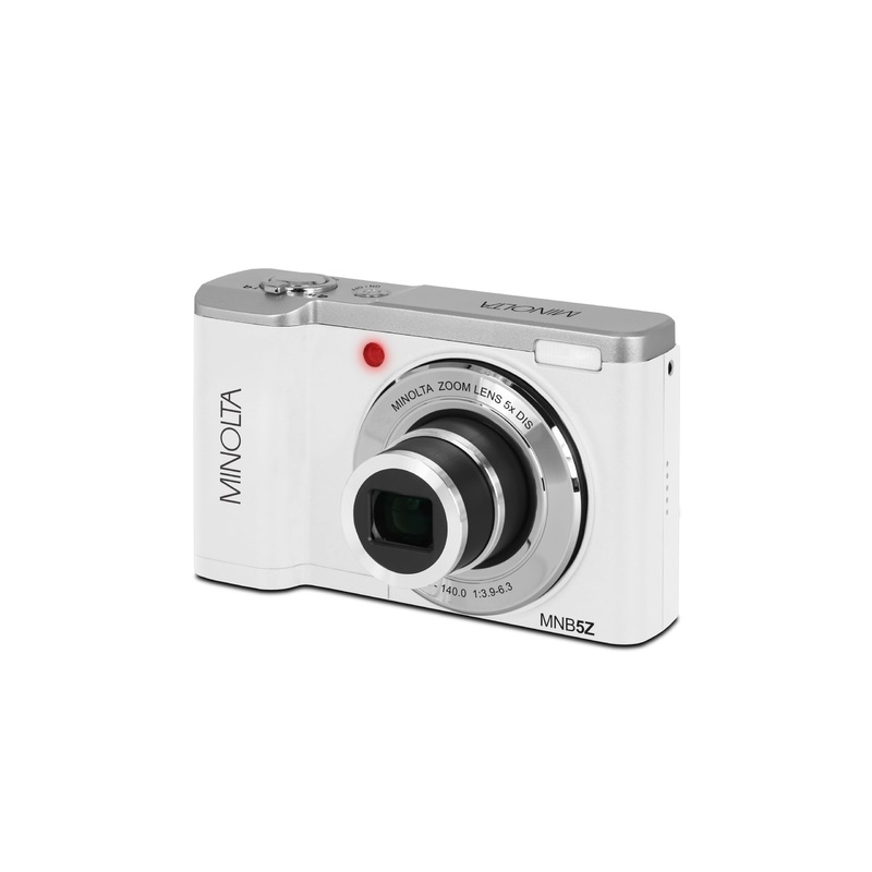 Minolta 56 Mega Pixels Dual Lens Point & Shoot Digital Camera with 5X Optical Zoom & 5K Ultra HD Video, White - Used