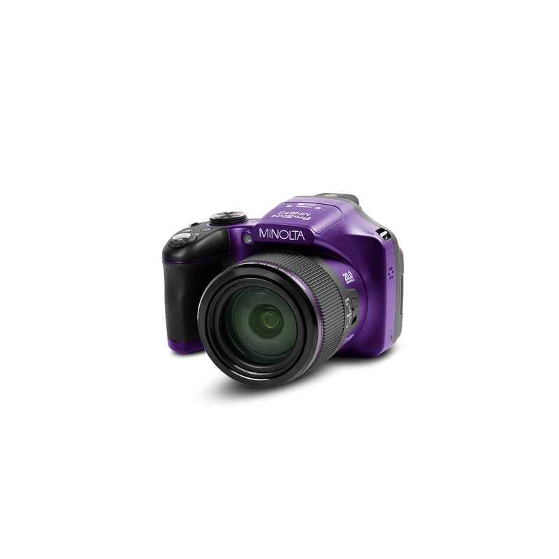 Minolta Pro Shot 20 Mega Pixel HD Digital Camera with 67x Optical Zoom, Full 1080p HD Video & 16GB SD Card (Purple) - Used