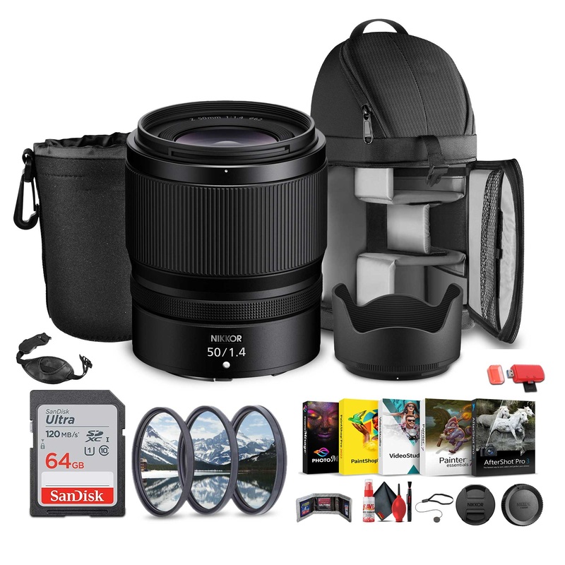 Nikon NIKKOR Z 50mm f/1.4 Mirrorless Camera Lens (Nikon Z) + Sling Backpack + More - Reconditioned