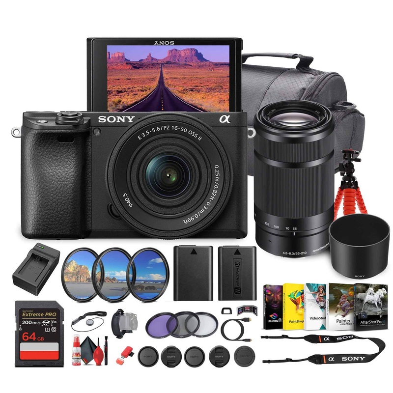 Sony Alpha a6100 Mirrorless Camera with 16-50mm OSS II and 55-210mm Zoom Lenses - Bundle - Reconditioned