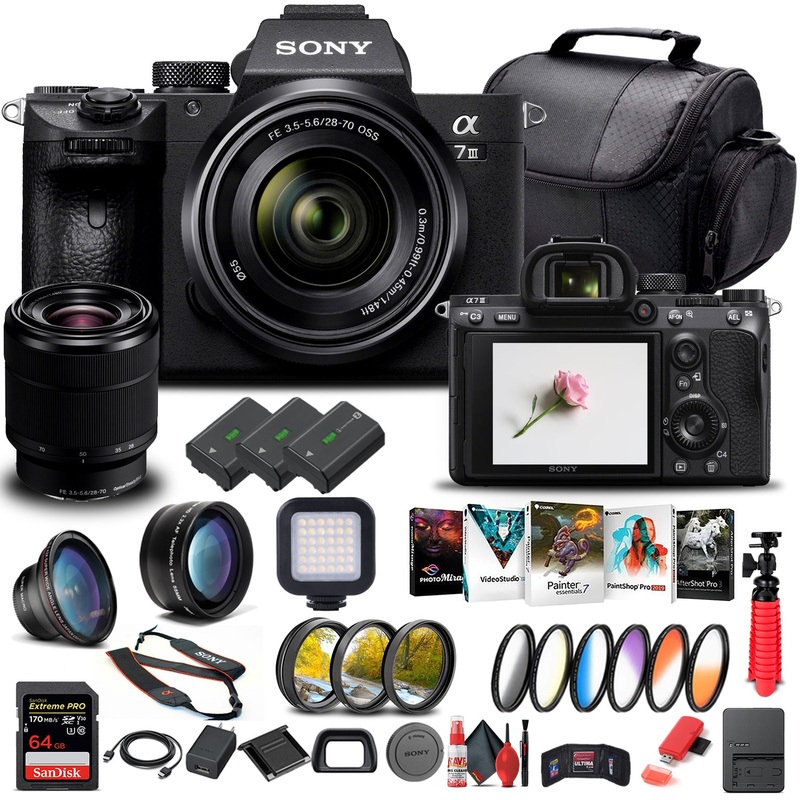 Sony Alpha a7 III Mirrorless Camera W/ 28-70mm Lens LKOMS7M3K/B - Advanced Bundle - Reconditioned