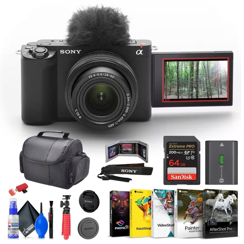 Sony ZV-E1 Mirrorless Camera (Black) + 28-60mm Lens + 64GB Card + Photo Software