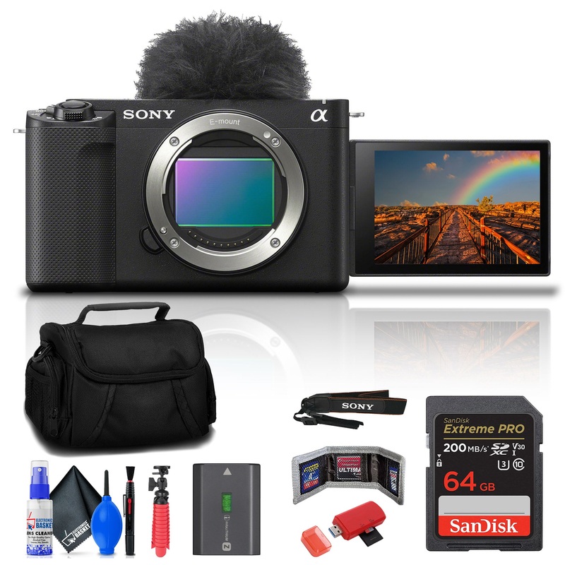 Sony ZV-E1 Mirrorless Camera (Black) + Case + 64GB Card + Flex Tripod + More