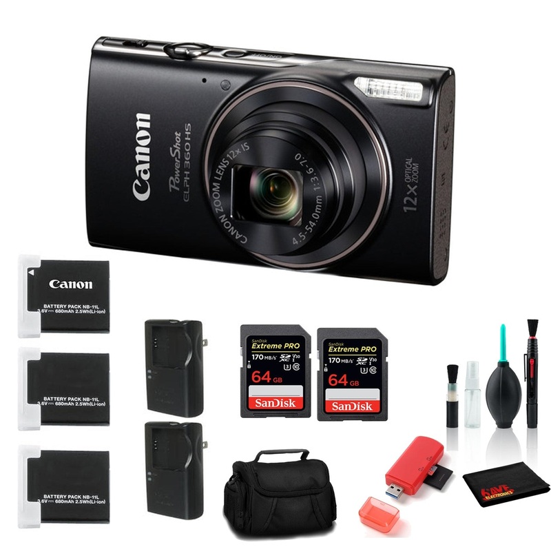 Canon PowerShot ELPH 360 HS Digital Camera with 2x 64GB Cards - Used