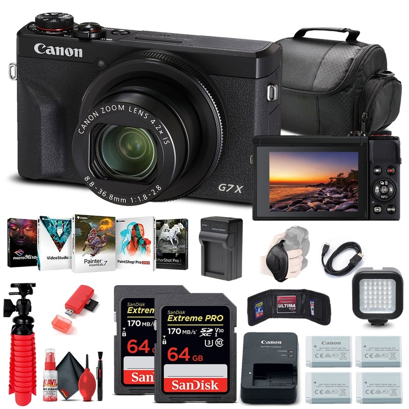 Canon PowerShot G7 X Mark III Digital Camera (3637C001) + 2 x 64GB Cards + More - Reconditioned