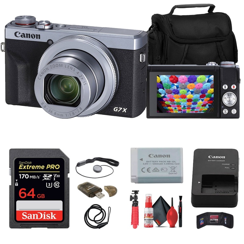 Canon PowerShot G7 X Mark III Digital Camera + 64GB Card + Case + Tripod + More - Reconditioned