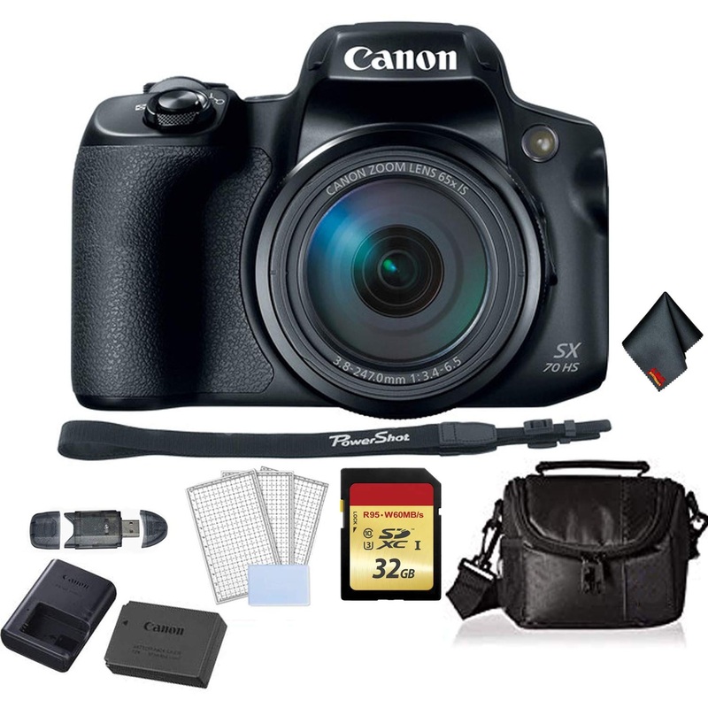 Canon PowerShot SX70 HS Digital Camera Bundle with 32GB Memory Card + SD Card USB Reader + LCD Screen Protectors and Mor - Used